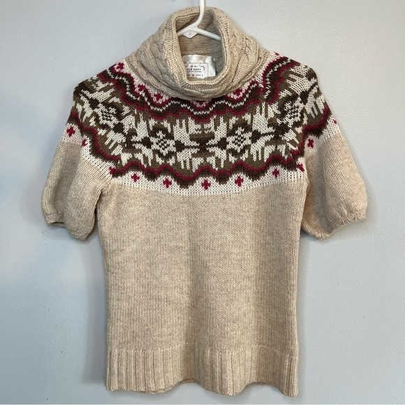 Vtg Old Navy Short Sleeve Turtleneck Sweater Lambswool Angora Blend Sz S Fall - Picture 1 of 9